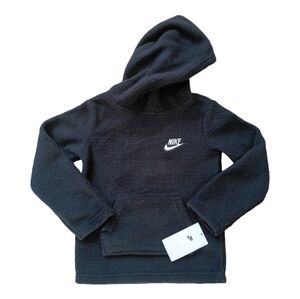 Nike Sportswear Sherpa Fleece Pullover Hoodie Kids Size 4 Black NWT
